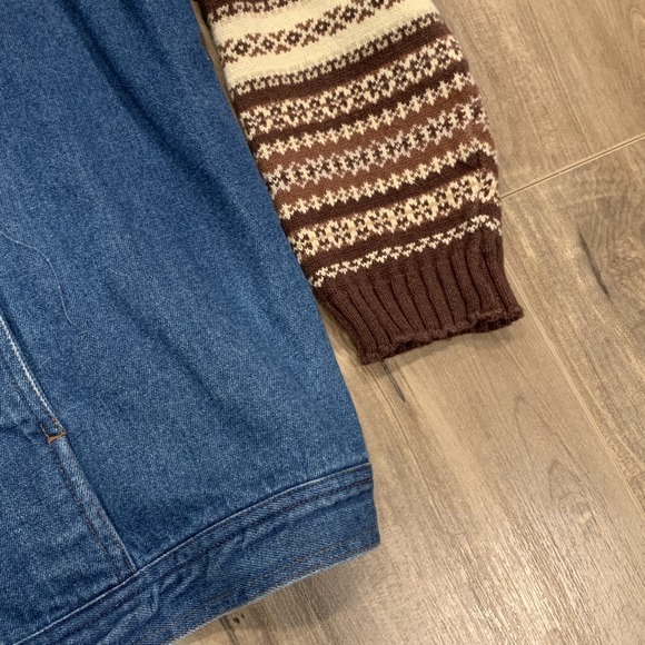 Faded Glory Womens 18W 20W Jean Jacket Vtg 90s Denim‎ Sweater Southwestern Aztec - Picture 8 of 10